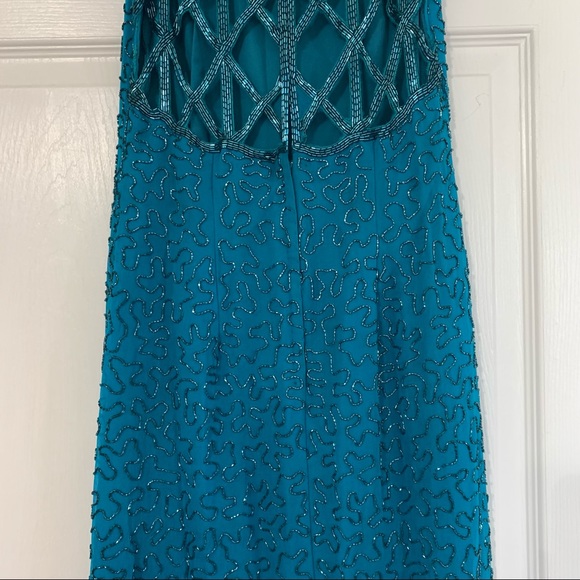 GRACE ORIGINALS Vintage Beaded Silk Gown Blue XS - Picture 11 of 16